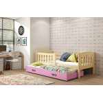 Jednolôžková posteľ Kubus3 Prírodná pre teenagerov 160x80 s matracom, rozkladacia - ružová